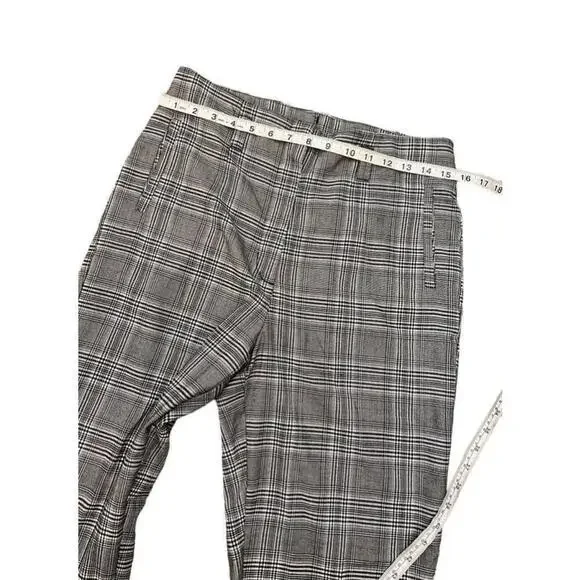 DYNAMITE Grey Plaid High Waist Straight Leg Cropped Dress Pant Y2K Trouser 6 - Picture 6 of 10